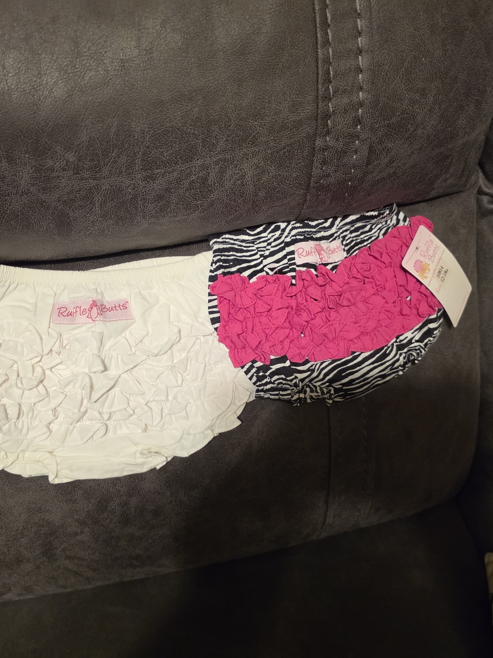 Ruffle Butts White & Hot Pink Ruffle Bloomer Set with Zebra Print